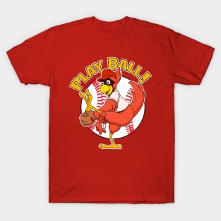 Play Ball! Cardinals Baseball Mascot Red Bird T-Shirt